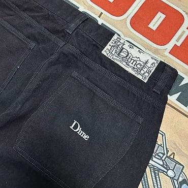 Джинсы: Джинсы Dime, черные - Прямой свободный крой с легким заужением к низу — 5