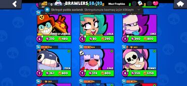 gift of legacy nədir: Brawl Stars oyunu üçün oyun hesabı Xüsusiyyətlər: - Ümumi: 58/93