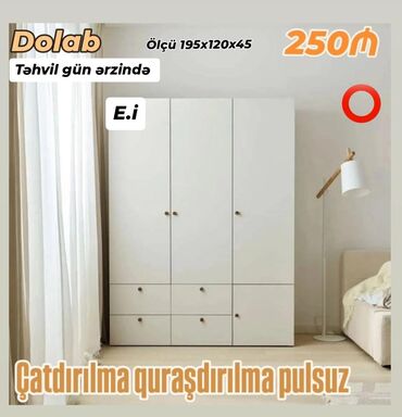 Masa və oturacaq dəstləri: Yeni, Açılan, 3 qapılı Qarderob, paltar dolabı