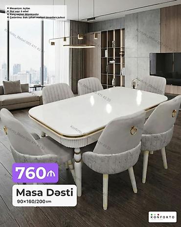 Masa Dəsti – 90×160/200 sm - Mexanizm: açılan (uzadıla bilən) masa -