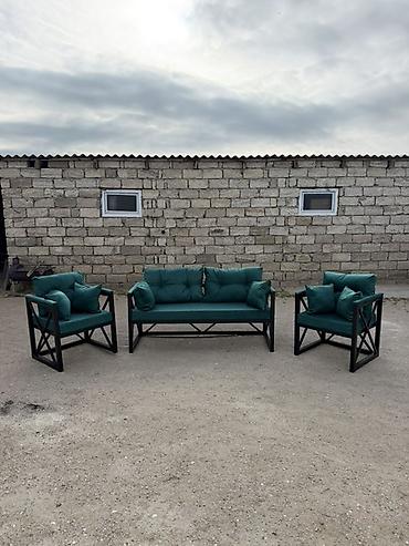 divanlat: Metall karkaslı salon/bahçe mebel dəsti - Tərkib: 2 ədəd divan (hər — 7