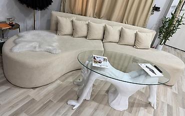 Divan və masa dəstləri: Modern dalğavari dizaynlı küncsüz divan - Forma: Orqanık, S-şəkilli — 1