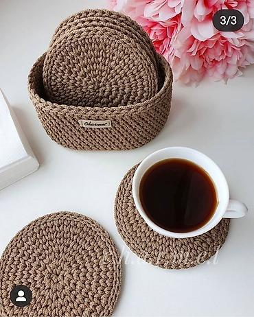 sufre dekoru: Əl işi dairəvi süfrə altlıqları (placemat seti) - Material: qalın — 7