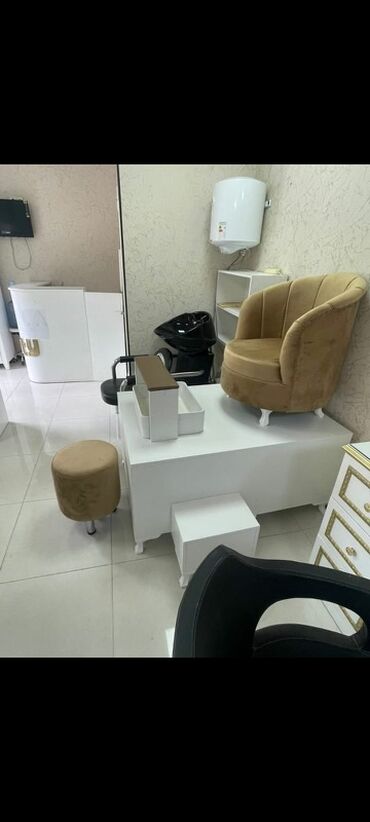 Salon, tibbi mebel dəsti: Pedikür üçün salon dəsti - Komplekt: yumşaq məxmər örtüklü kreslo — 5