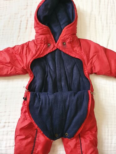 Верхняя одежда: Детский комбинезон, красный, зимний, размер от 0 до 12 мес