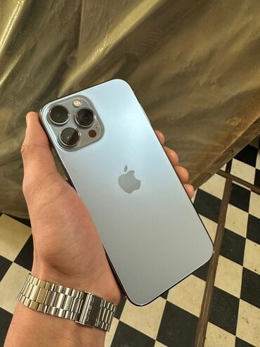 iphone 12 pro расрочка: IPhone 13 Pro Max, Колдонулган, 512 ГБ, Sierra Blue, Коргоочу айнек, Кабель, Каптама, 100 %