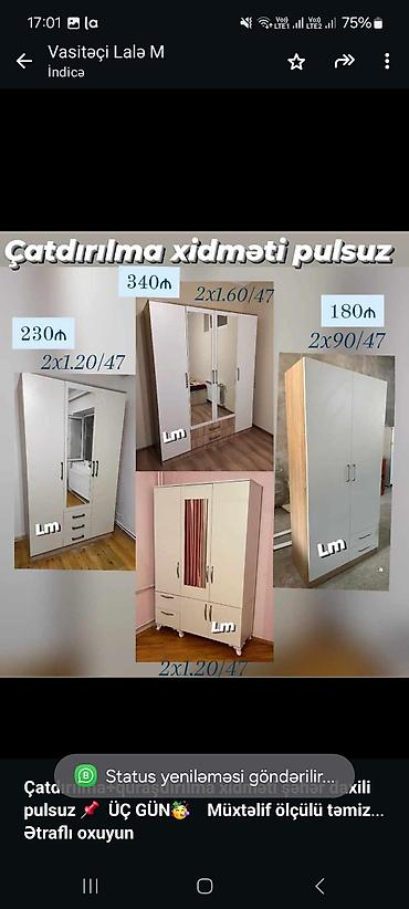 2 qapili dolablar: *Çatdırılma+quraşdırılma xidməti şəhər daxili pulsuz* 📌 *ÜÇ GÜN🥳* — 1