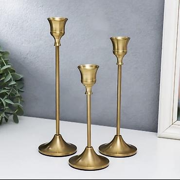 Подсвечники: Набор из 3 подсвечников для тонких свечей - Материал: металл с — 8