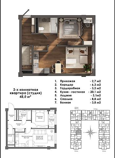 Новостройки от застройщика: Строится, Элитка, 2 комнаты, 49 м² — 23