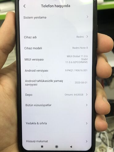 redmi airdots s qiymeti: Redmi Note 8 (2021), 64 GB, rəng - Qara, Barmaq izi