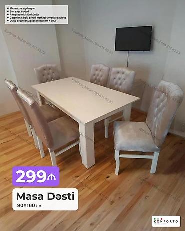Masa dəsti – 90×160 sm - Mekanizm: açılmayan - Stul sayı: 6 ədəd - lalafo.az -da Masa dəsti – 90×160 sm - Mekanizm: açılmayan - Stul sayı: 6 ədəd -