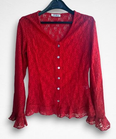 perfektna bluzica l o: KIKIRIKI bluzica - cipka KIKIRIKI crvena bluzica od cipke velicina