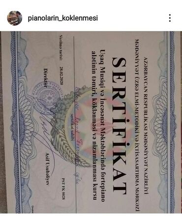 Başqa xidmətlər: Pianolarin koklenmesi temiri — 2