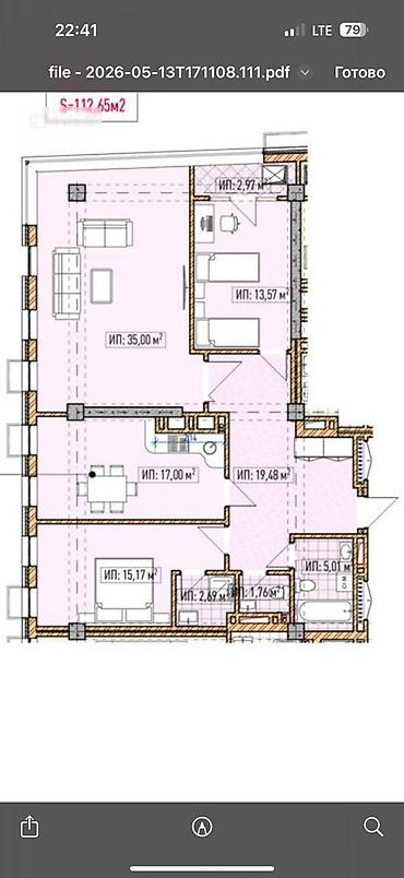3 3: 3 комнаты, 113 м², Асанбай мкр Элитка, 9 этаж, ПСО (под самоотделку) — 7