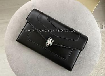 pro trek: Клатч BVLGARI Serpenti, черный - Материал: натуральная кожа (гладкая — 1