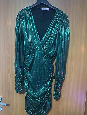 Zeleno metalik mini haljina SIMPA FASHION - Materijal: rastegljiva