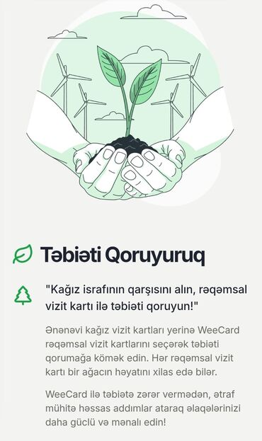 Başqa xidmətlər: Rəqəmsal Vizit Kart – 77 AZN Kağız vizit kartlara son! Öz brendinizi — 11