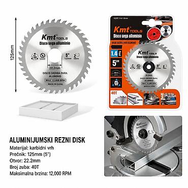 KMT Legure list testere – aluminijumski rezni disk 125×22.2 mm, 40T