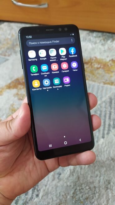 самсунг а8: Samsung Galaxy A8 2018, Б/у, 32 ГБ, цвет - Черный, 2 SIM