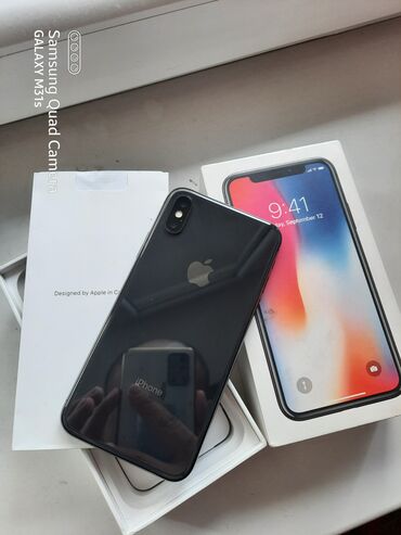 x iphone: IPhone X, Б/у, 256 ГБ, Черный, Защитное стекло, Коробка, 100 %