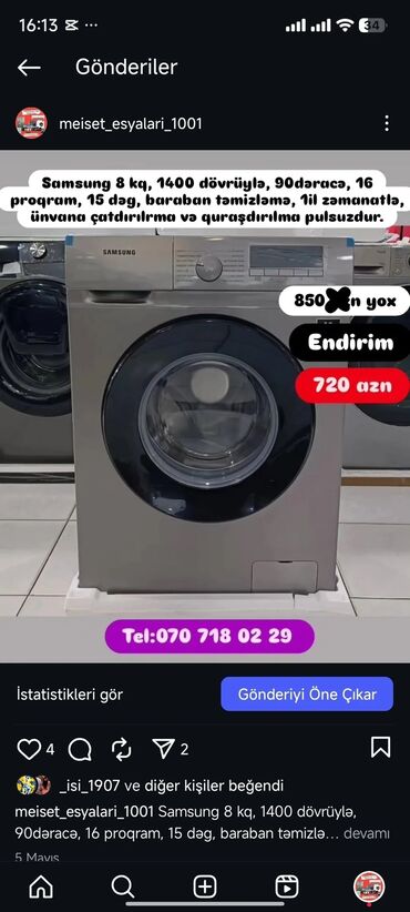 Paltaryuyan maşınlar: Paltaryuyan Anbardan satiş.Qimətlər aşagida qeyd olunub.Ünvana — 53