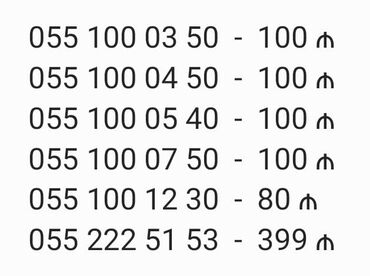 cin nomrelerin satisi ve qiymetleri: Nömrə: ( 055 ) ( 1000350 ), Yeni