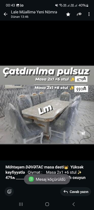 Qonaq otağı dəstləri: Dördbucaq masa, Qonaq otağı üçün, 6 nəfər, Açılmayan, Digər xammal istehsal ölkəsi, Zəmanətsiz