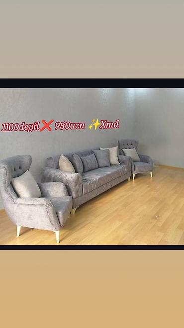 manikur kreslosu: - Qonaq otağı üçün 3-lü dəst: 1 ədəd üçlü divan + 2 ədəd kreslo - — 1