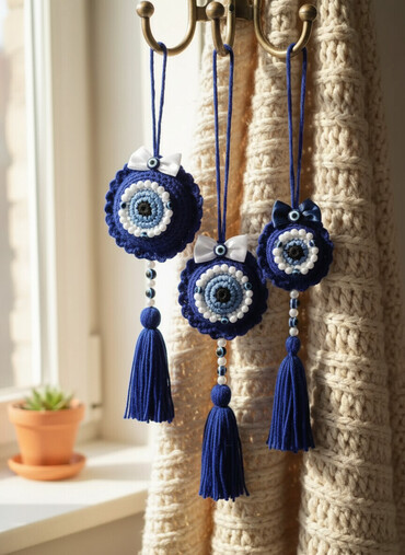 Göz muncuğu: Əl işi, nazar boncugu sifarişlə hazırlanır 5-12 sm ölçüdə . Həm evdə — 1