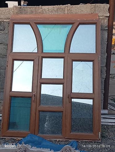 pvc panel satışı: Karişni pəncərə yaşıl zerkalni qoşa şüşəli, iki açılan ciftli pəncərə — 1