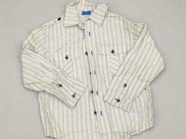 biała koszulka z długim rękawem: Koszula 8 lat, stan - Dobry, wzór - W paski, kolor - Biały