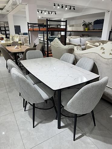 study table: Обеденный комплект: стол прямоугольный + 6 стульев - Столешница — 2