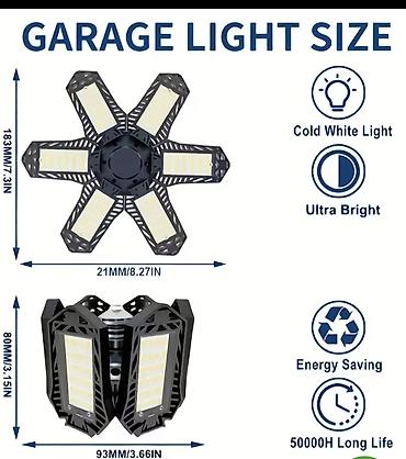 disko projektor: LED sklopiva garažna lampa – 6 krila, 360° osvetljenje - Snažna — 5