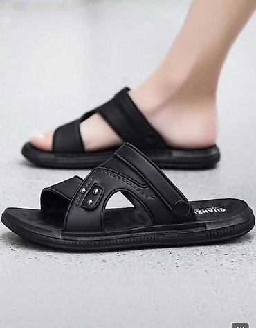 sendel: Tezedir,Geyinilmeyib,Kişi üçün qara rəngli slayt tipli sandal - — 2
