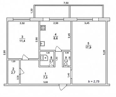 506: 2 комнаты, 63 м², Восток-5 мкр 106 серия, 1 этаж, Евроремонт — 5