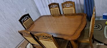 2ci əl stol stul: Qonaq otağı üçün, İşlənmiş, Açılan, Oval masa, 6 stul