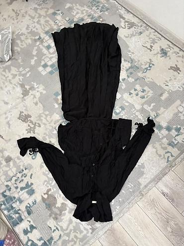 Повседневные платья: Женские длинные платья и накидка-абайя (набор) 1) Черная — 10