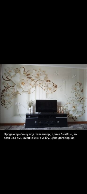 дешевая мебель бишкек: Тумба и подставка для телевизора, Б/у, Напольная, Другой материал, Самовывоз, цвет - Черный