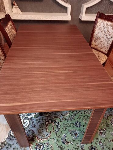 jurnalnı masa: Qonaq otağı üçün, İşlənmiş, Açılmayan, Dördbucaq masa, 6 stul, Azərbaycan