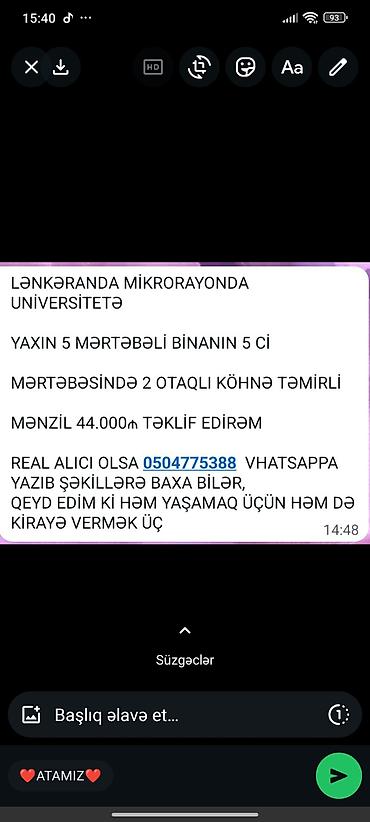 kiraye evler sumqayıtda: Lənkəran, mikrorayon – Universitetə yaxın ərazidə 5 mərtəbəli binanın — 1