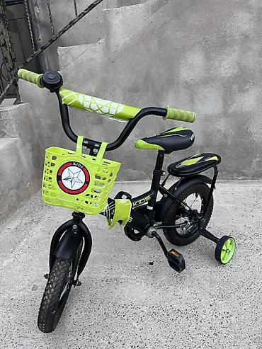 velosiped sidenya: Uşaq velosipedi – 12" təkərli, səbətli, köməkçi təkərli - Rəng — 4