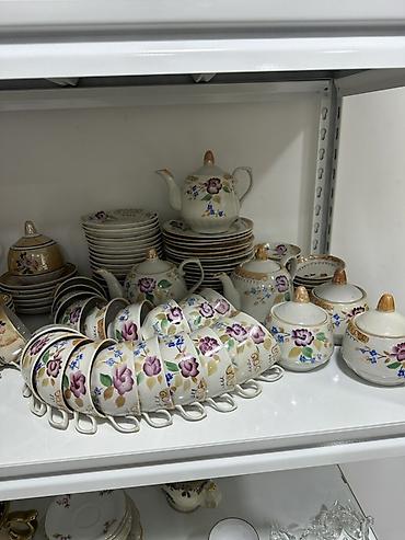 demir bezekler: Çay dəsti, rəng - Bənövşəyi, Keramika — 2