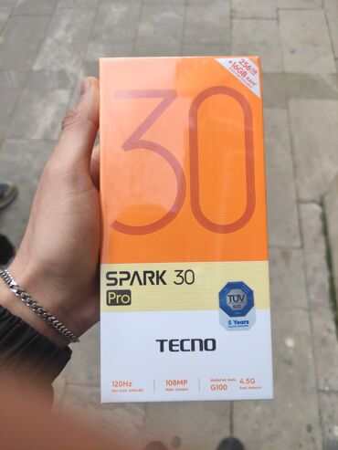 lənkaranda telefonlar: Tecno Spark 30 Pro, 256 GB, rəng - Qara, Sensor, Barmaq izi, İki sim kartlı