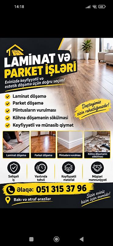 linoleum döşəmə: Laminat və parket işləri Evinizdə keyfiyyətli və estetik döşəmə üçün — 1