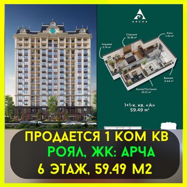 Продажа домов: 1 комната, 56 м², Элитка, 6 этаж