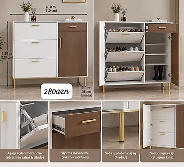 Ayaqqabı dolabı – 280 AZN Ölçülər: - Uzunluq: 110 sm - Hündürlük: 120