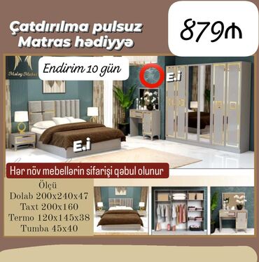 *Yataq Dəsti 6 qapılı Dolabla 879Azn💥* ✔️Rəng seçimi var *✔️Şəhər
