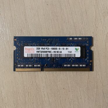 ddr3: Operativ yaddaş (RAM) Hynix, 2 GB, 1333 Mhz, DDR3, Noutbuk üçün, İşlənmiş