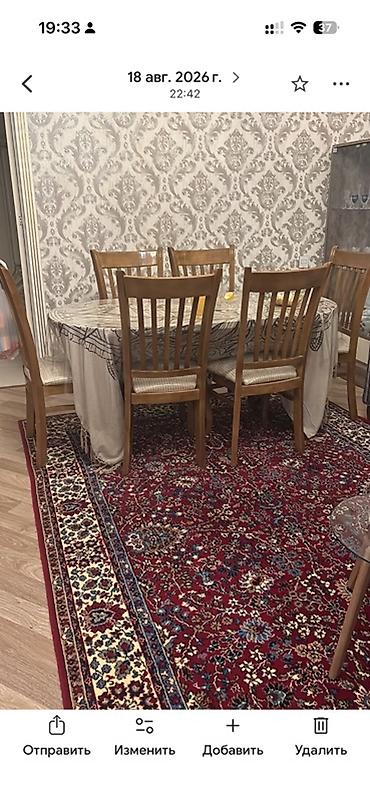 yigilan stul: Yemək otağı üçün taxta masa və 6 ədəd stul dəsti. - Material: massiv — 1