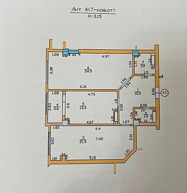 52: 2 комнаты, 78 м², ТЭЦ Элитка, 7 этаж, Свежий ремонт — 3